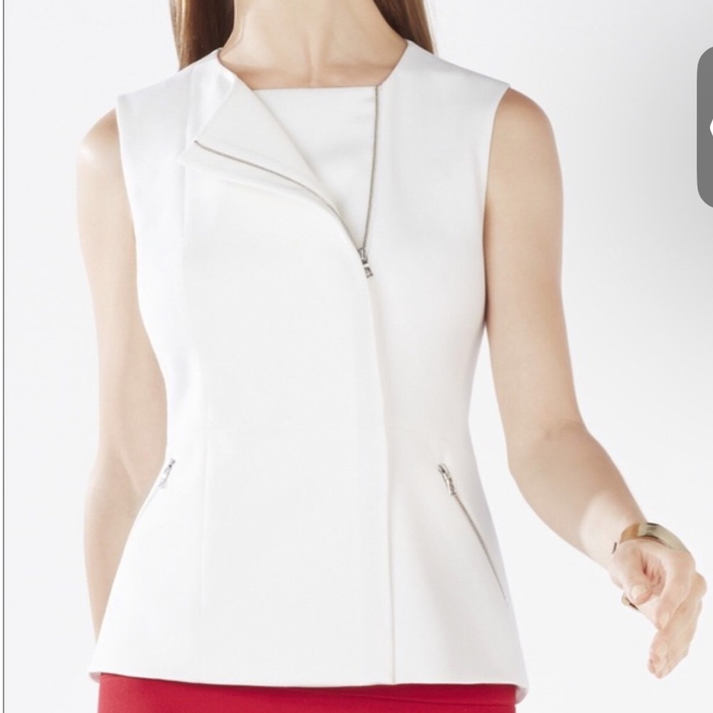 SUMMERTIME | MaxAzria | Mallory Zip Vest Top in White Sz L